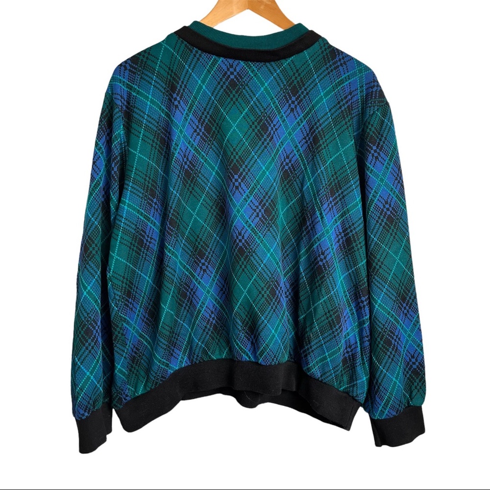 Vintage Argyle Plaid Pullover Sweater Double Neck Collar